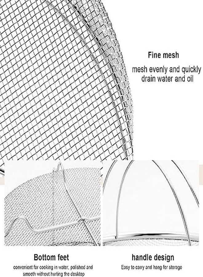 Snevad Kitchen Frying Basket Strainer Stainless Steel Mesh Can with Leaky Noodles Drain Food Steam Foldable Handle for Pot Round Portable Filter Oil Washing Vegetable Fruits. - Image 3